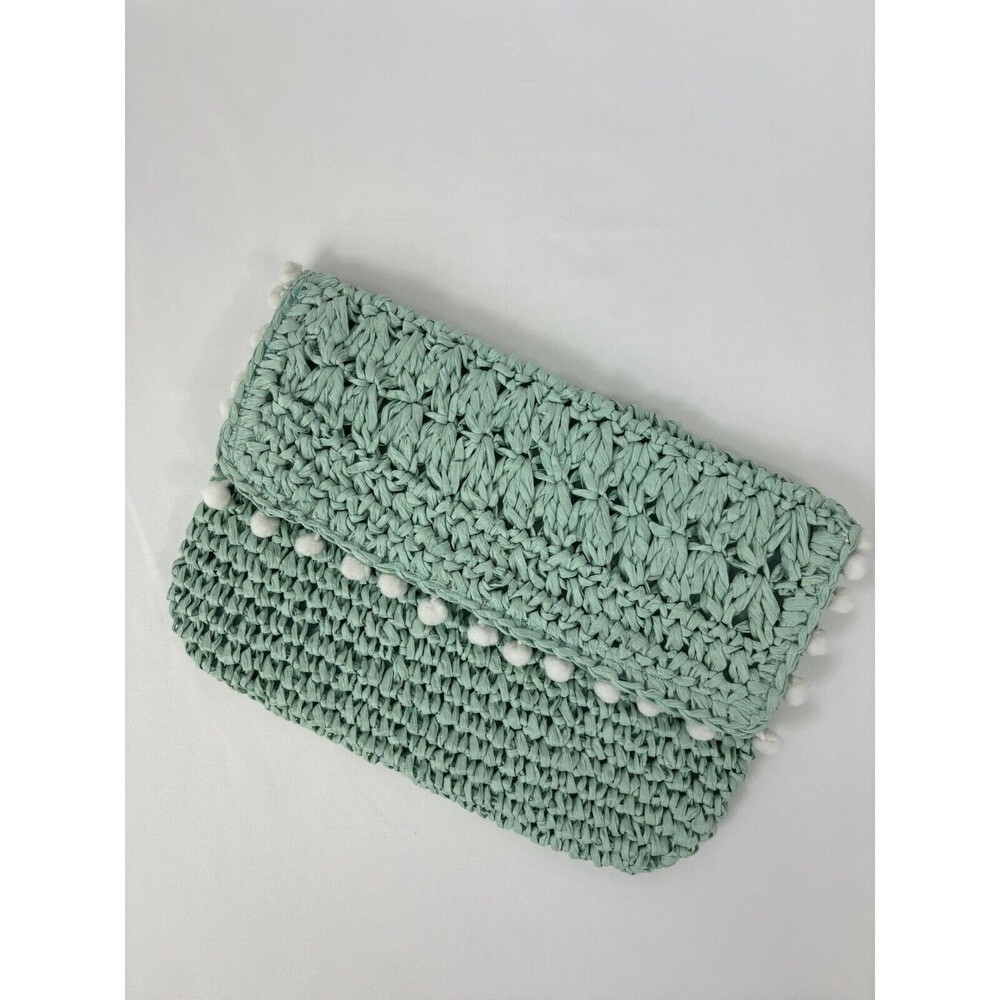 Shiraleah Linda Straw Clutch Bag Seafoam Green NWOT Vacation